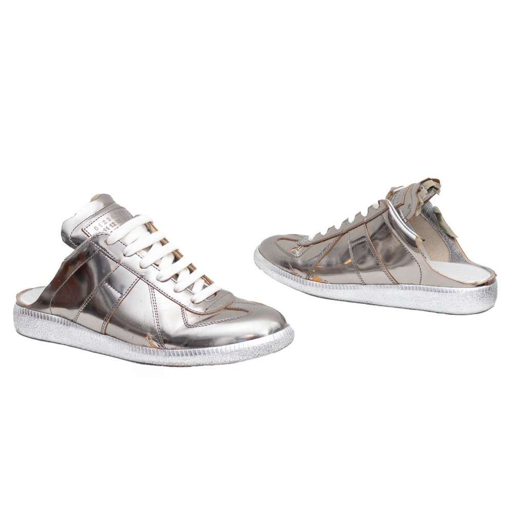 Maison Margiela Replica Cutout‎ Mule Sneakers Silver Distressed Leather EU 37